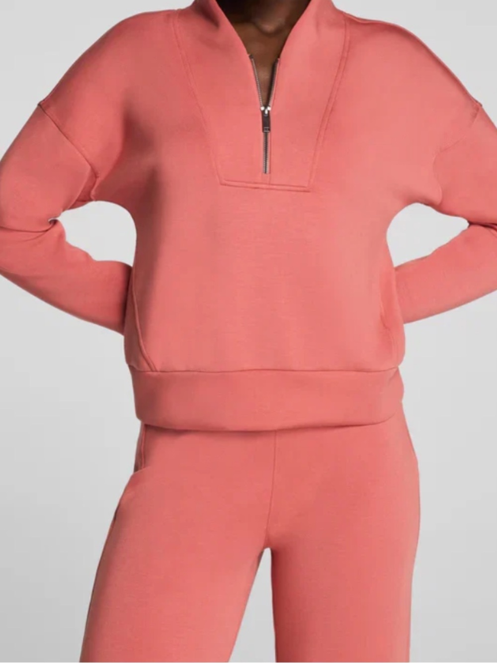 NWT SPANX Coral Half-Zip Crewneck Sweater medium